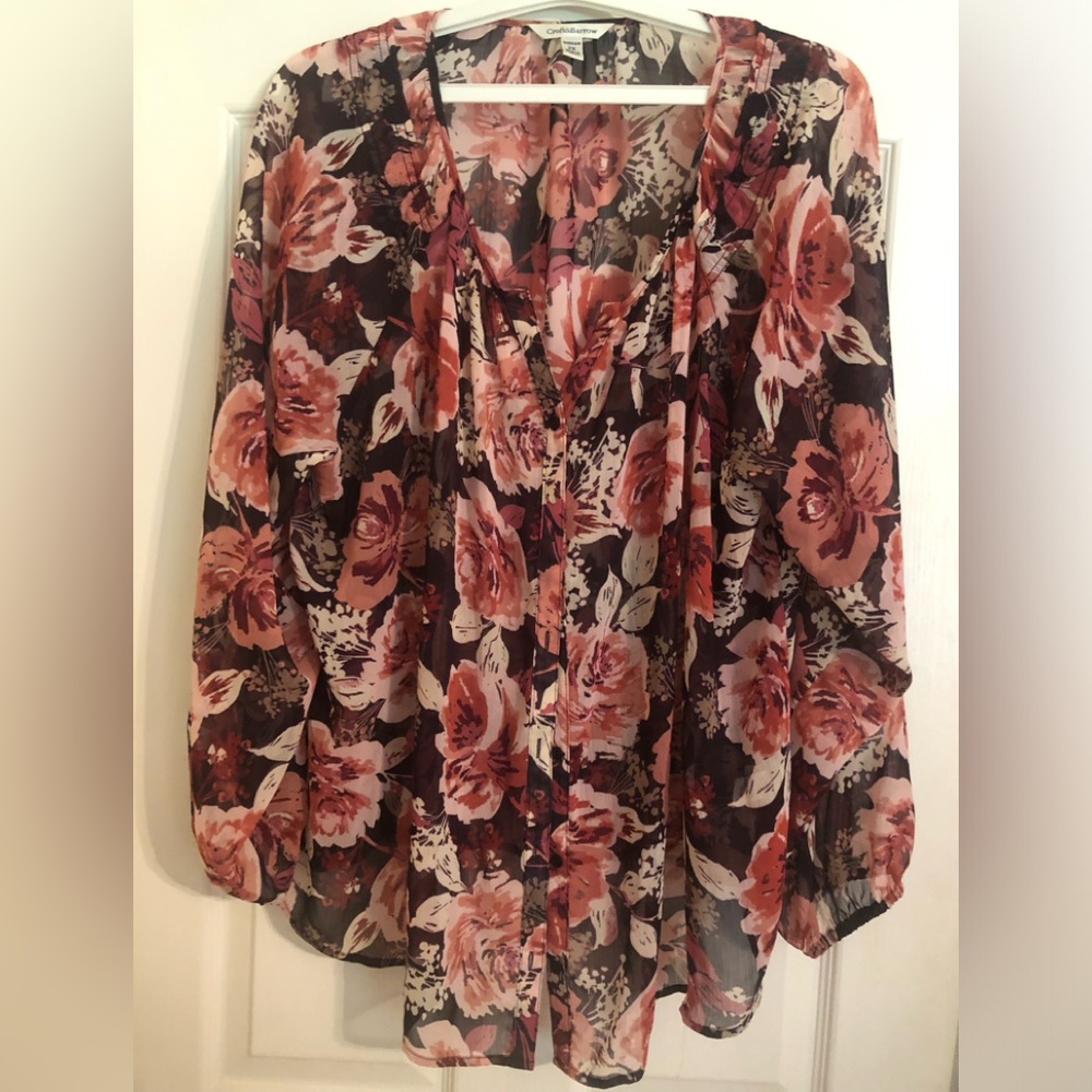 Croft & Barrow Floral Sheer Blouse - size 2X